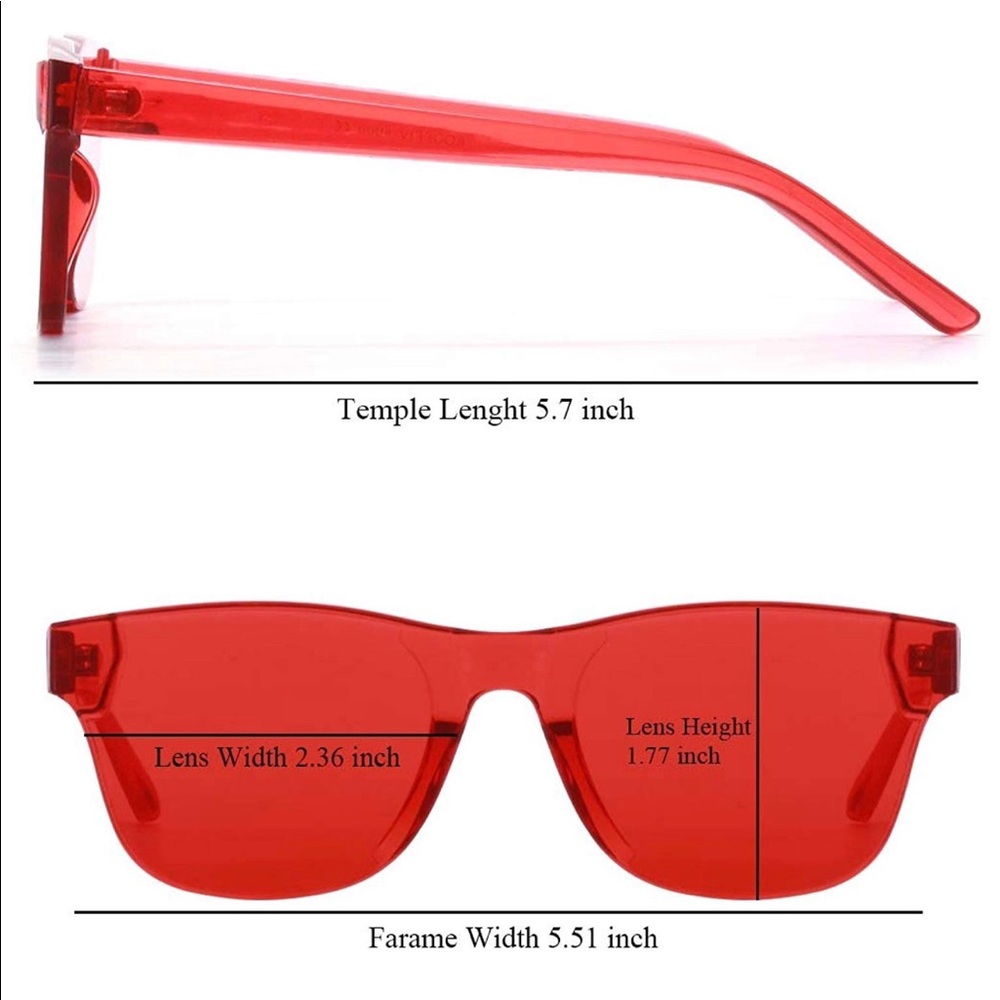 Rimless Wayfarer Sunglasses Retro Red Classic NEW - Picture 6 of 6